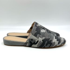 Splendid Womens Size 9.5 Lorne Gray‎ Camo Camouflage Point Toe Flats Mules Shoes
